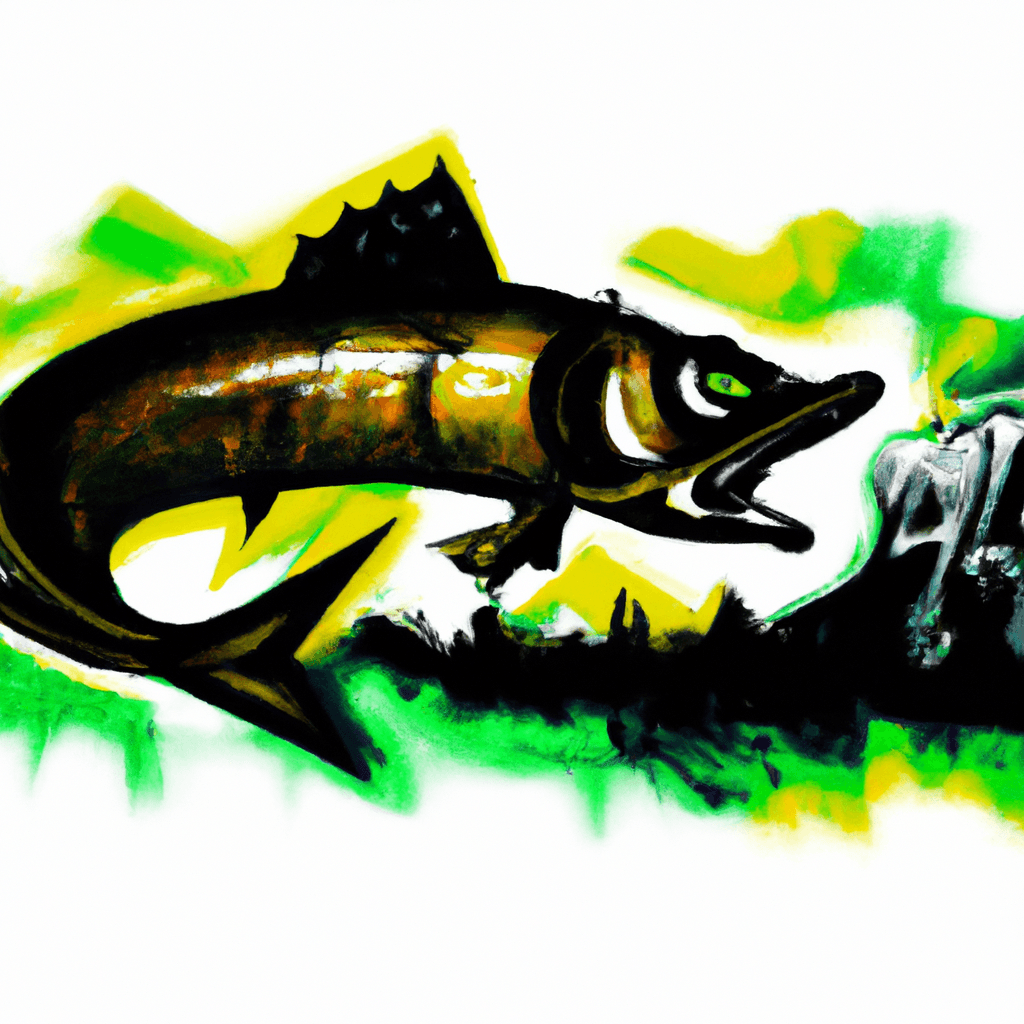 big pike is hunting a perch